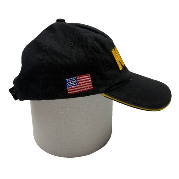 NRA Black Dad Hat Gold Logo Shooting Sports Strapback Cap American Flag - Picture 2 of 7